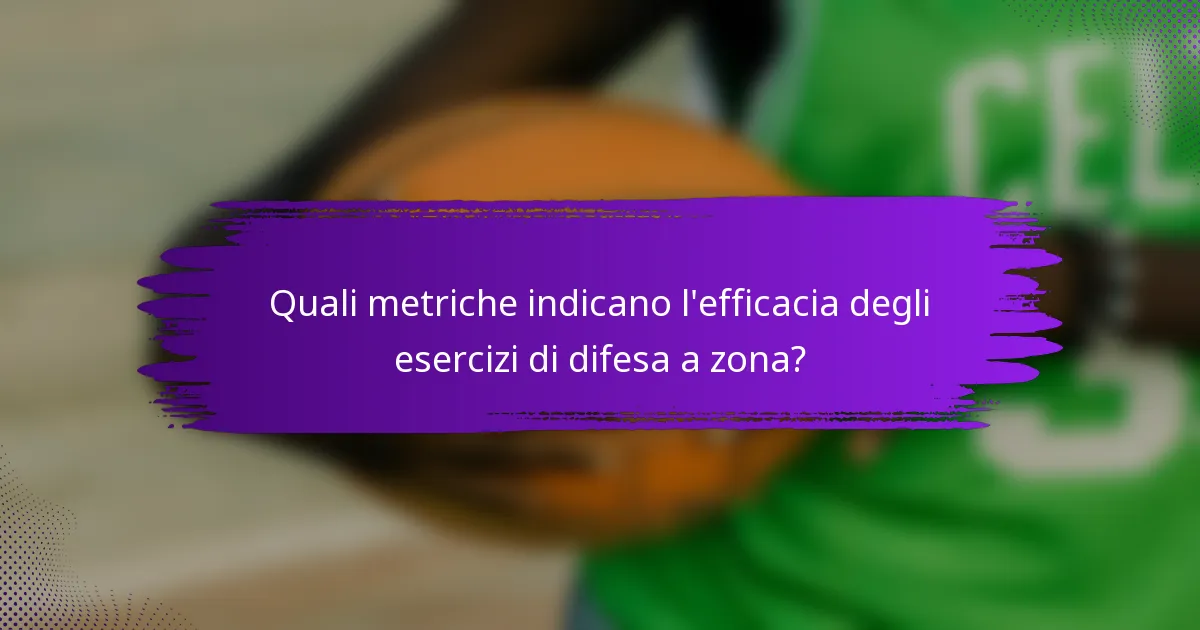 Quali metriche indicano l'efficacia degli esercizi di difesa a zona?