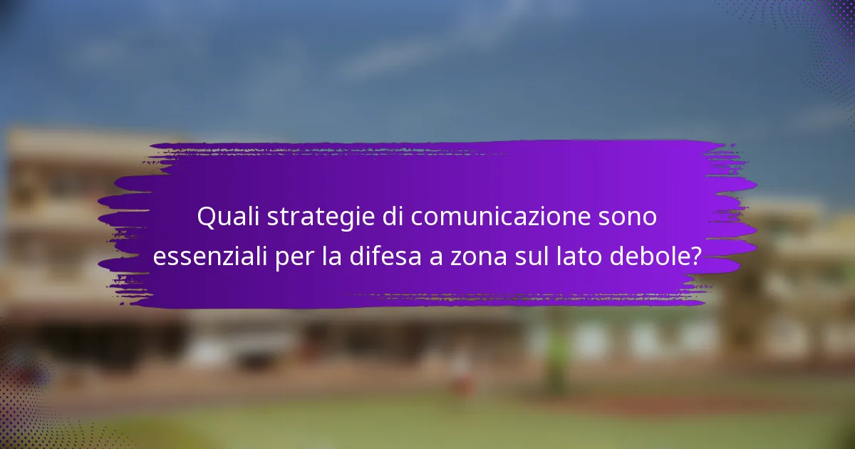 Quali strategie di comunicazione sono essenziali per la difesa a zona sul lato debole?